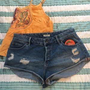 Surfer Beachy Roxy Distressed Cutoff Jean Shorts